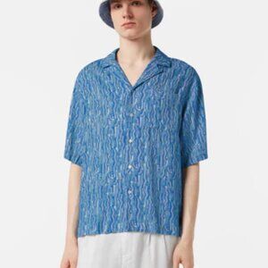 Scotch and Soda AOP Short-Sleeved Linen-Blend Relaxed-Fit Shirt